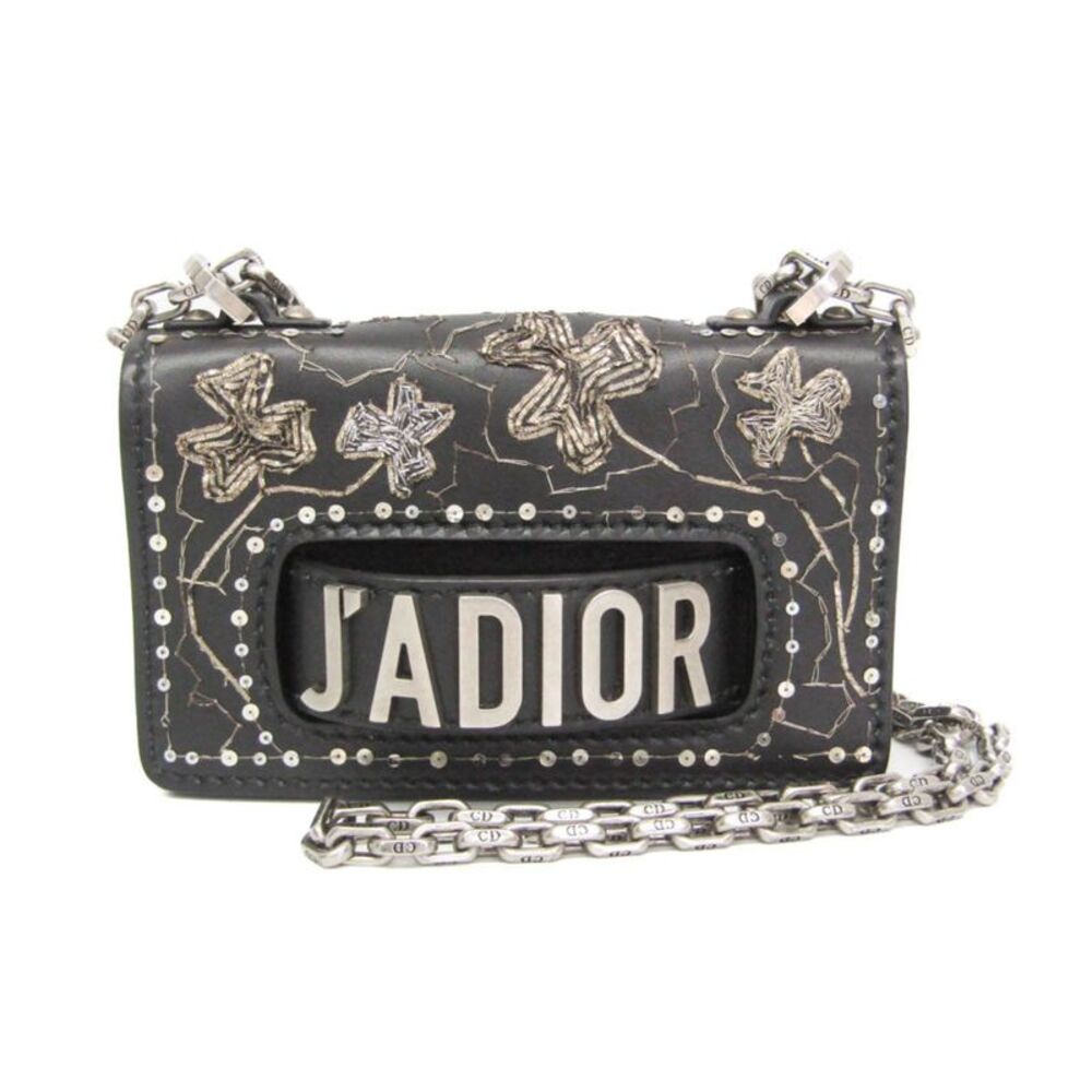 Christian Dior J'adior Flap Embellished Leather Black Leather Handbag